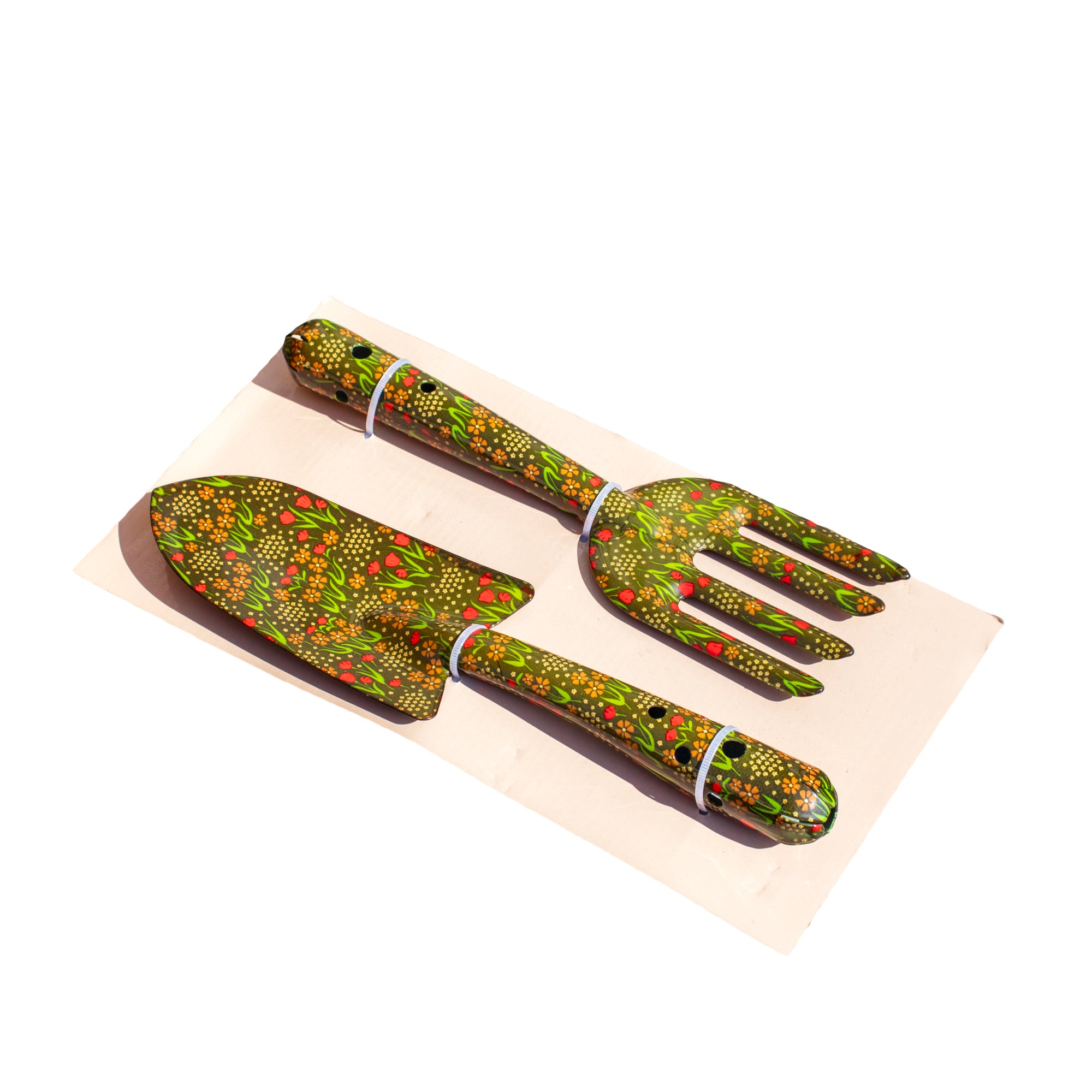 Green Floral Trowel And Fork Garden Tool Set