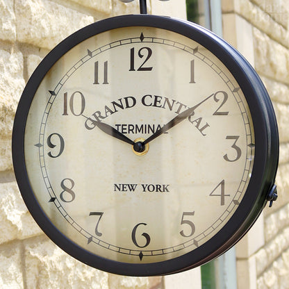 Black  Double Sided Railway Outdoor Clock