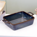 Large Blue Reactive Glaze Oven Dish