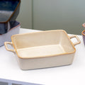 Large Beige Reactive Glaze Oven Dish