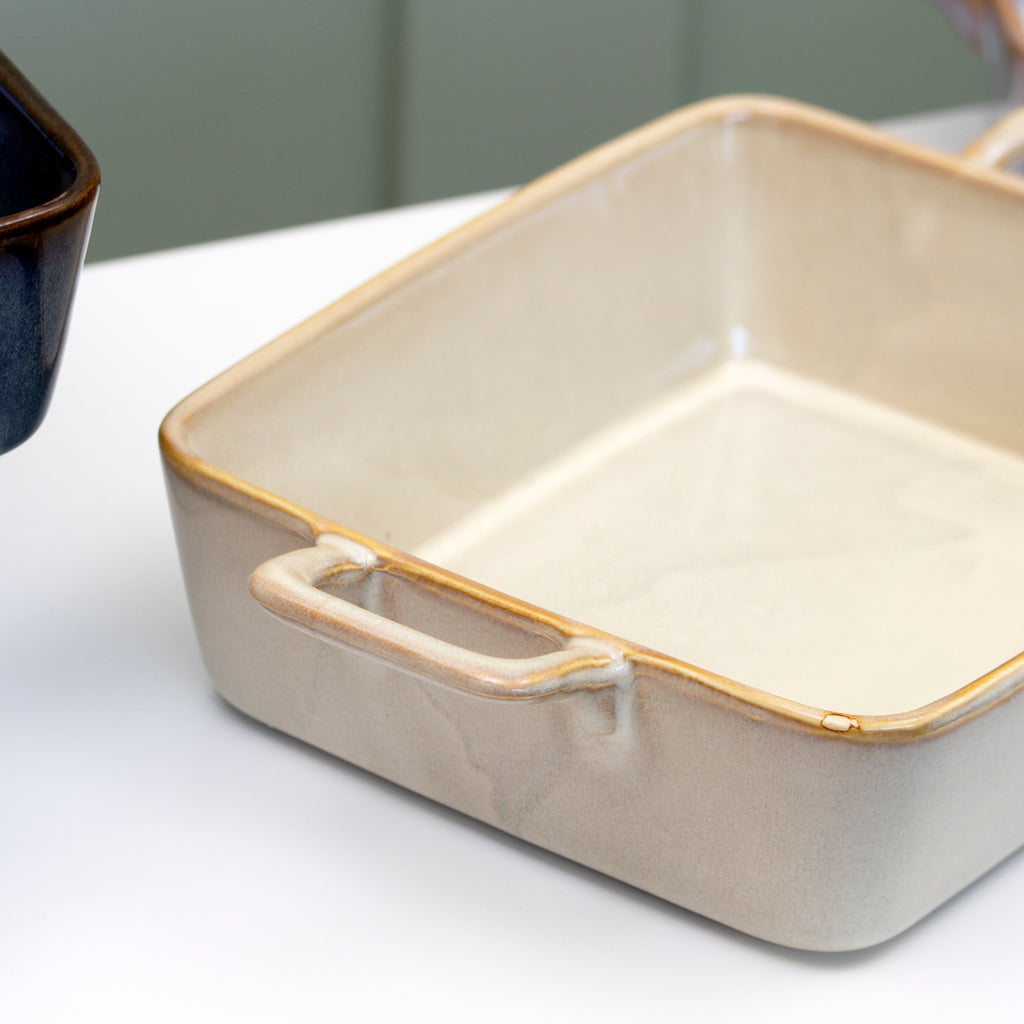 Large Beige Reactive Glaze Oven Dish
