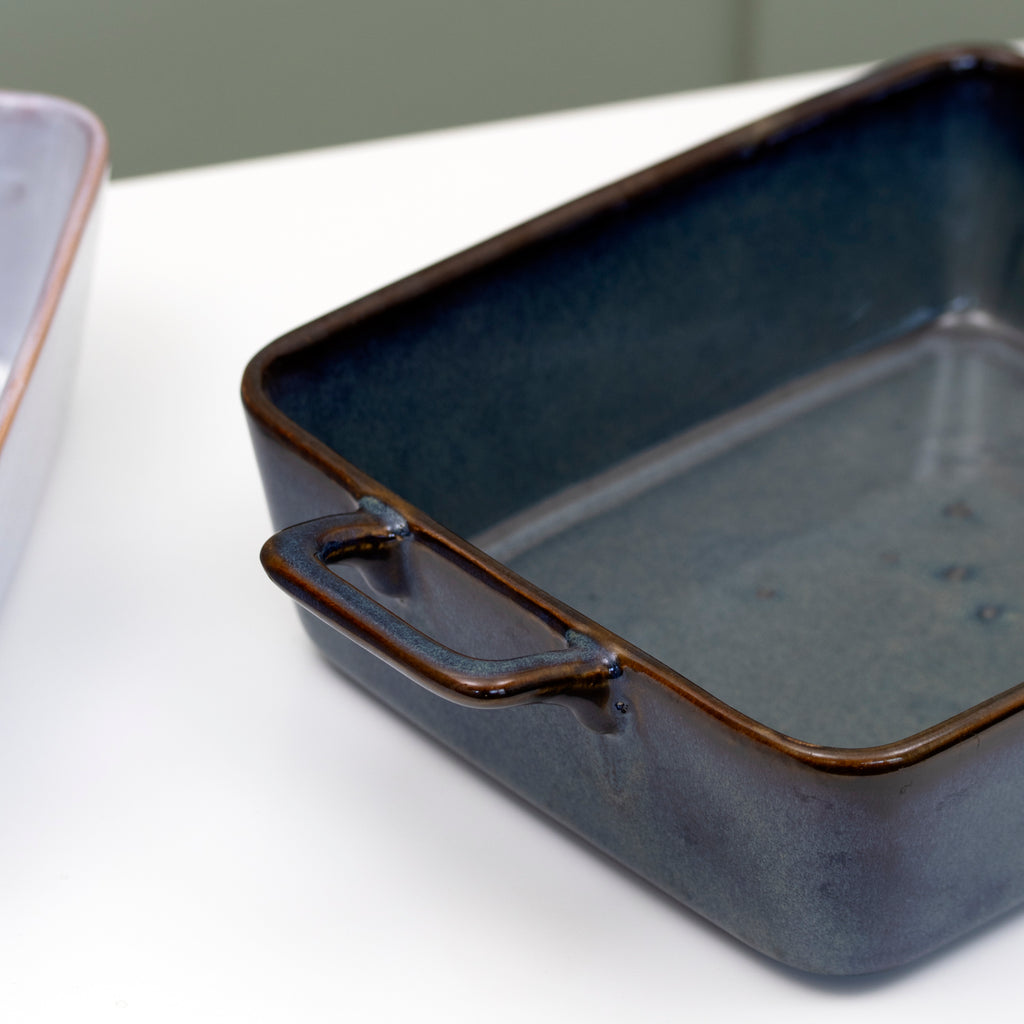Large Blue Reactive Glaze Oven Dish