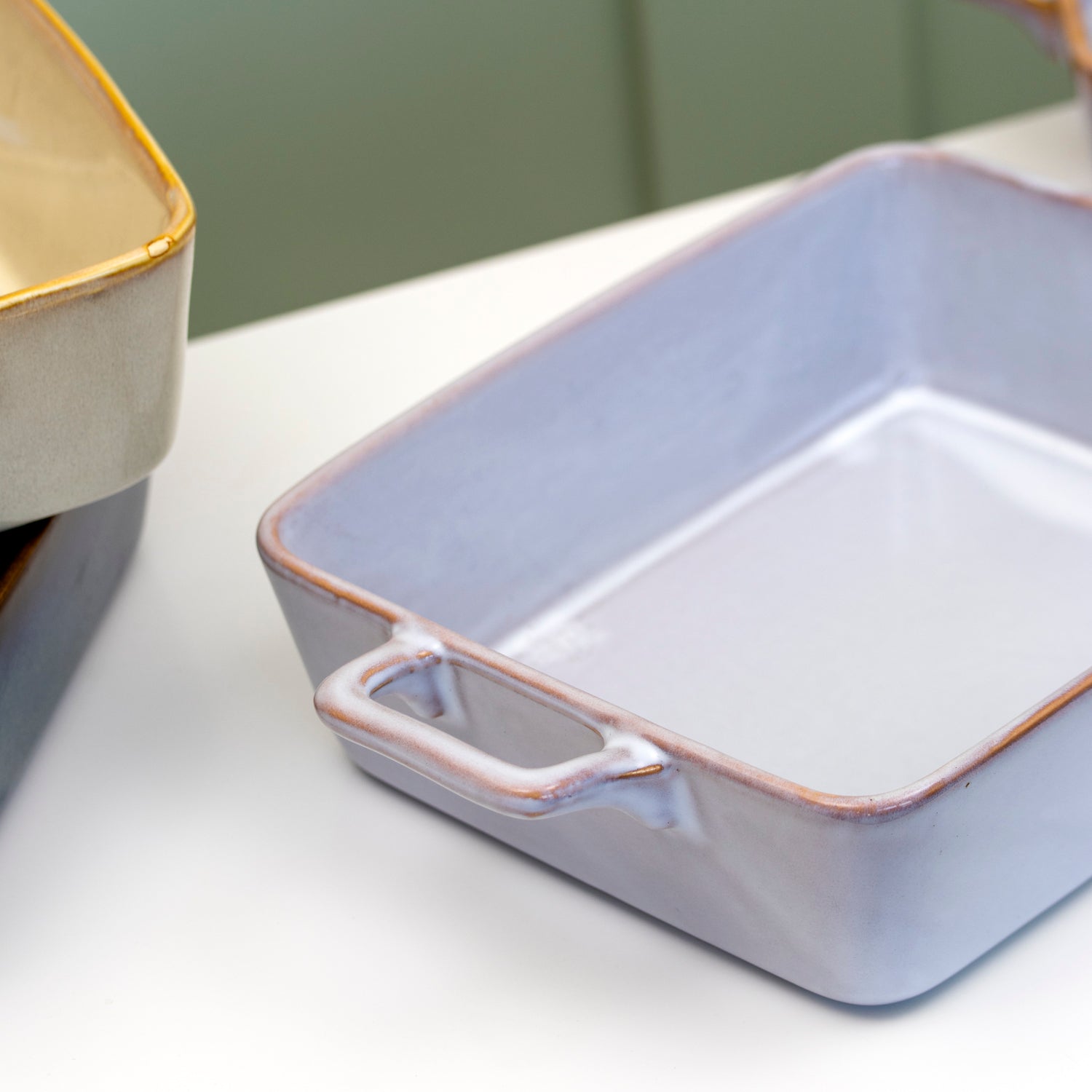 Large Grey Reactive Glaze Oven Dish