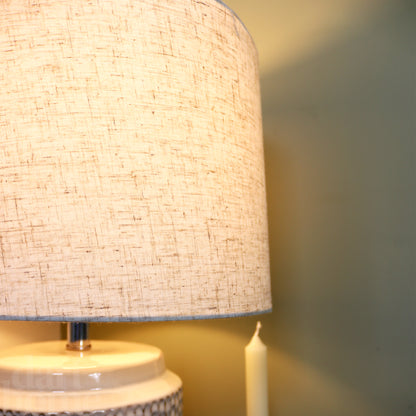 Cream Round Dimple Drum Table Lamp