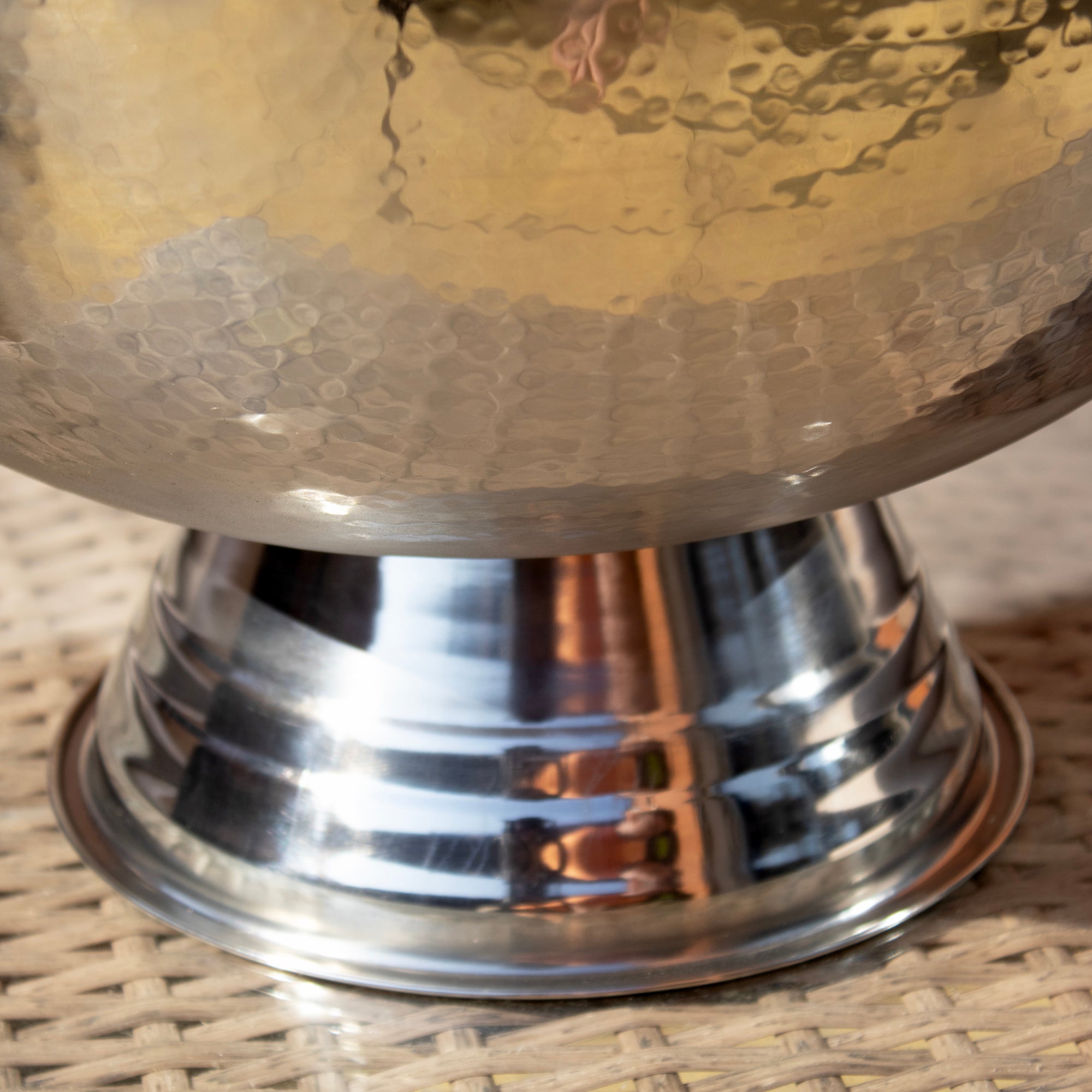 Large Hammered Stainless Steel Champagne Bucket