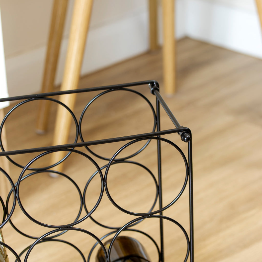 Black Metal Square 9 Bottle Wine Rack