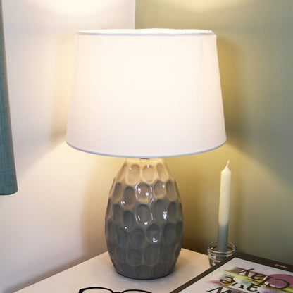 Grey Oval Textured Table Lamp