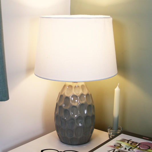 Grey Oval Textured Table Lamp