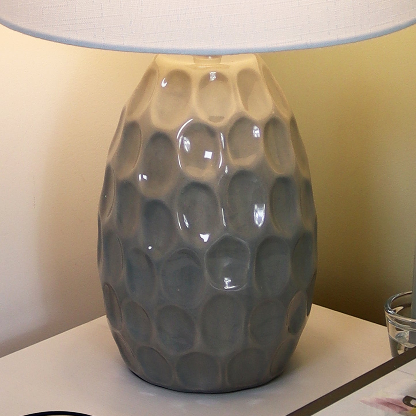 Grey Oval Textured Table Lamp