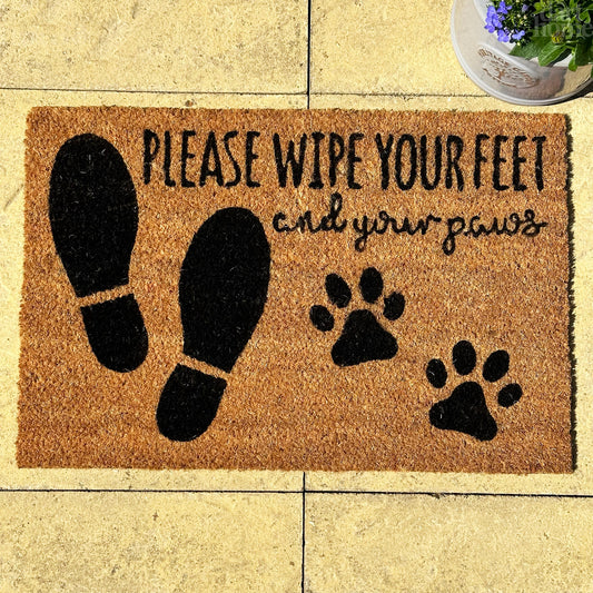 Wipe Your Feet And Your Paws Coir Doormat