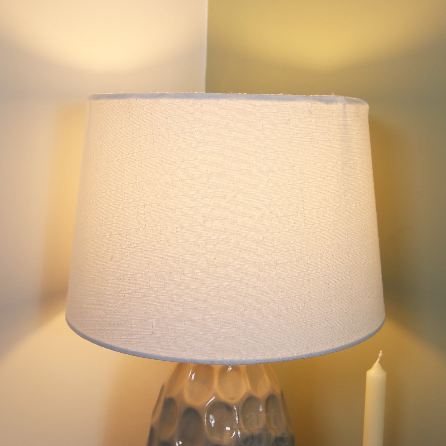 Grey Oval Textured Table Lamp