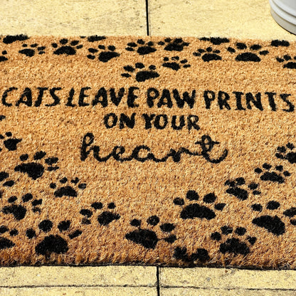 Cats Leave Paw Prints On Your Hearts Coir Doormat