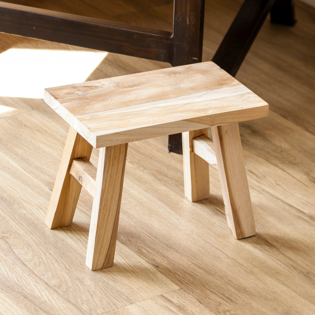 Rustic Teak Wood Decorative Stool