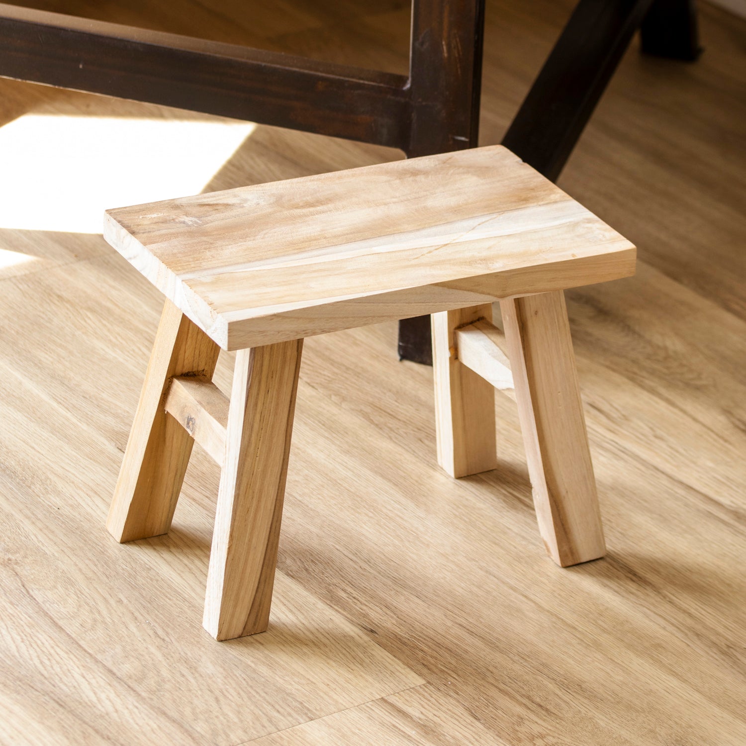 Rustic Teak Wood Decorative Stool
