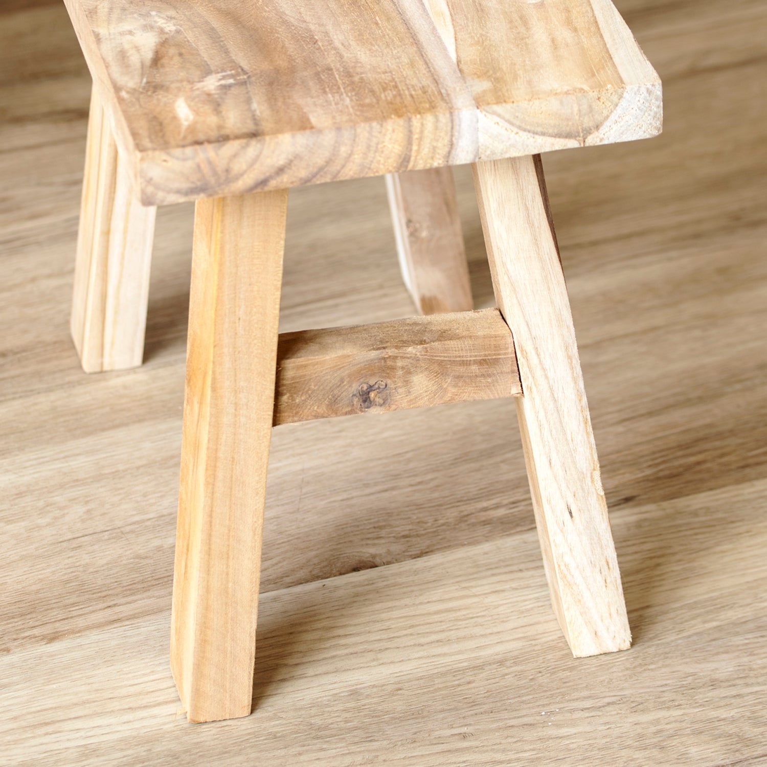 Rustic Teak Wood Decorative Stool