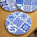 Set Of 6 Blue & White Mediterranean Tile Placemats