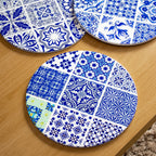 Set Of 6 Blue & White Mediterranean Tile Placemats