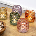 Set Of 5 Multi Bobble Glass Tea Light Holders