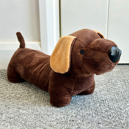 Chocolate Brown Sausage Dog Doorstop