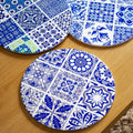 Set Of 6 Blue & White Mediterranean Tile Placemats