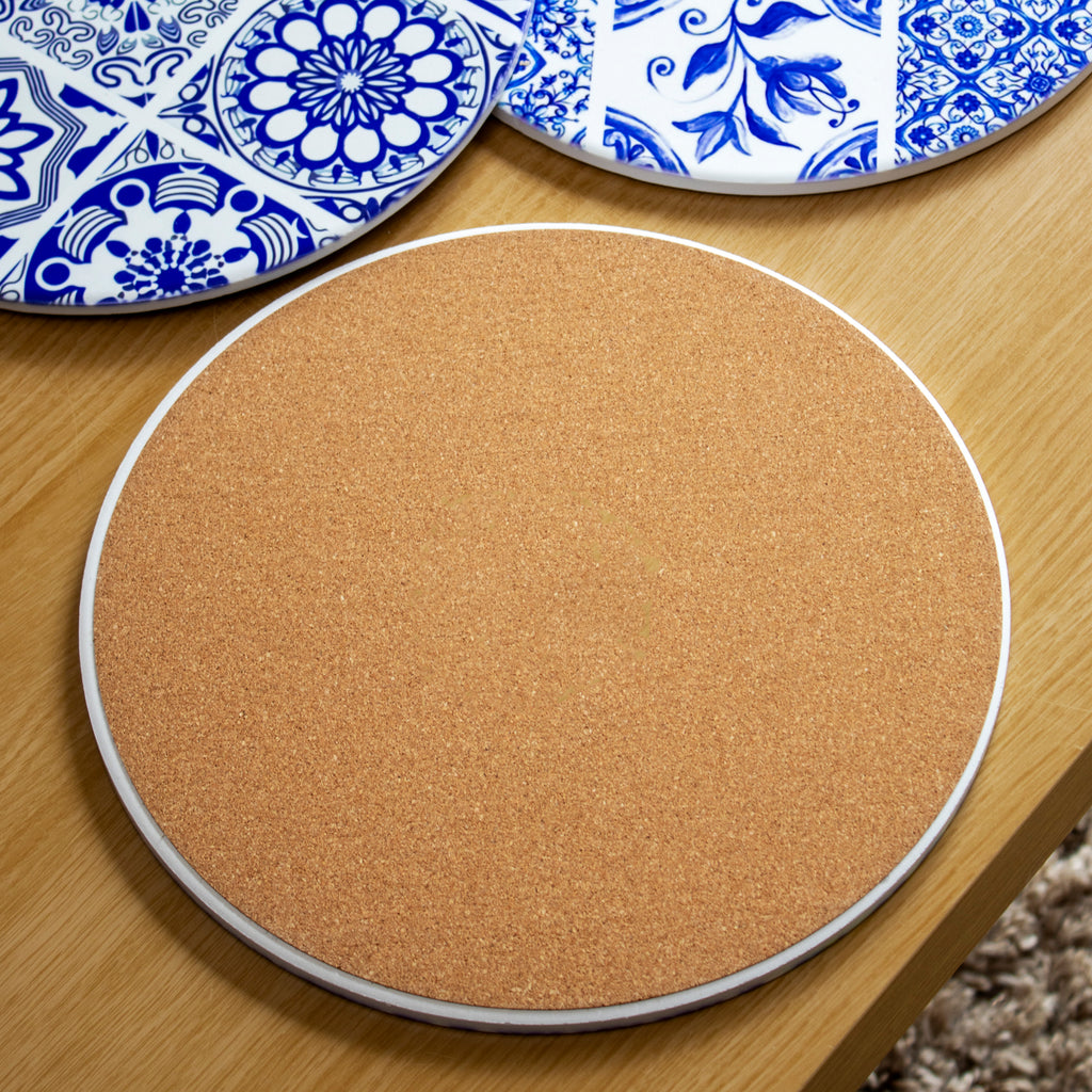 Set Of 6 Blue & White Mediterranean Tile Placemats