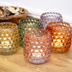 Set Of 5 Multi Bobble Glass Tea Light Holders