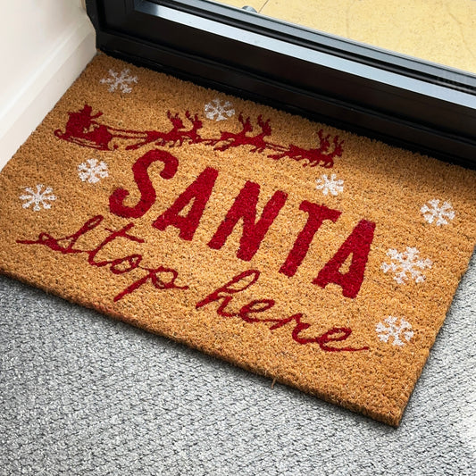 Santa Stop Here Door Mat