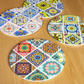 Set Of 4 Multicolour Mediterranean Tile Placemats