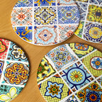 Set Of 4 Multicolour Mediterranean Tile Placemats