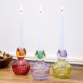 Set Of 3 Multi Glass Ball Tulip Candlestick Holders