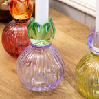 Set Of 3 Multi Glass Ball Tulip Candlestick Holders