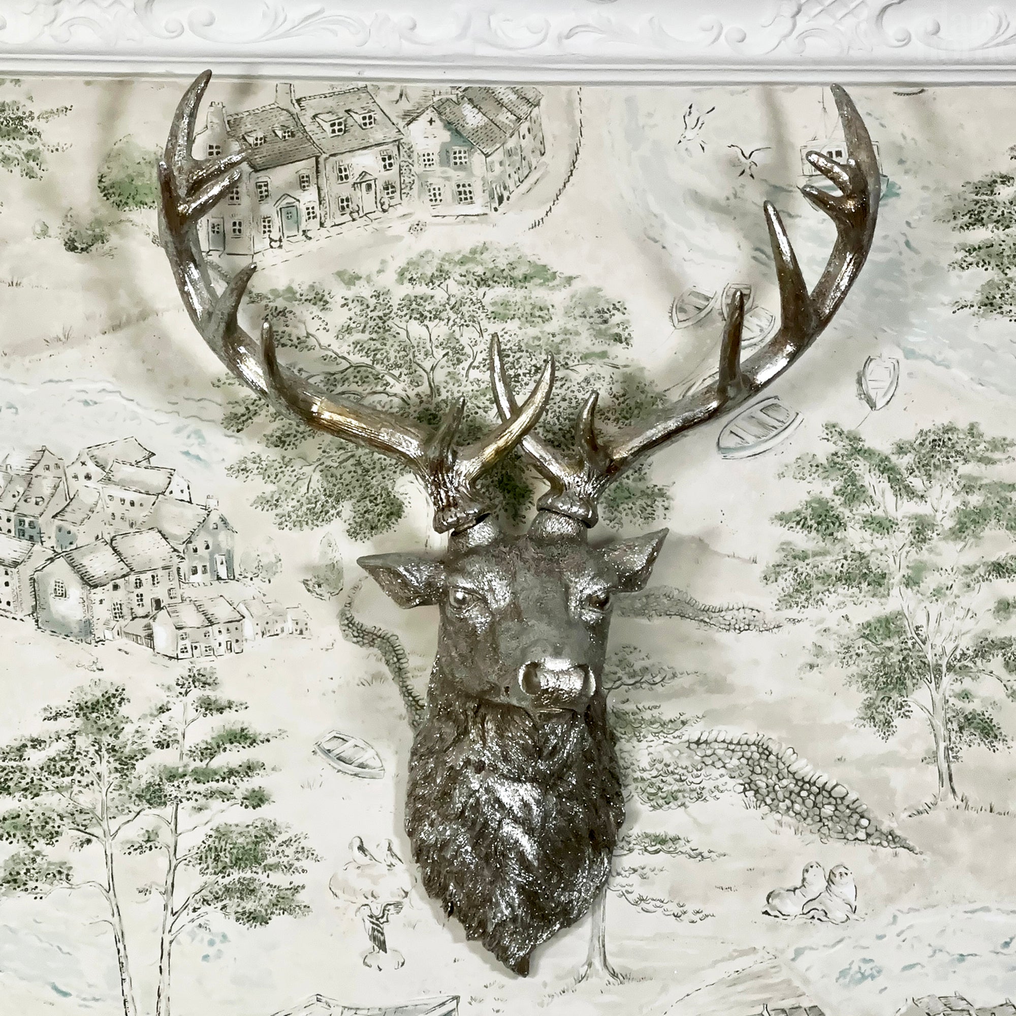 Large Silver Stags Head