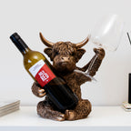 Highland Cow Wine Bottle & Glass Holder