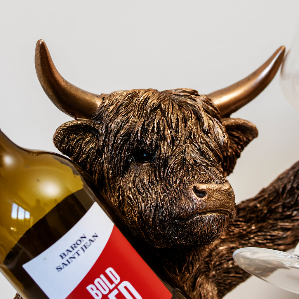 Highland Cow Wine Bottle & Glass Holder