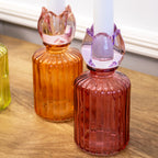 Set Of 3 Multi Glass Bottle Tulip Candlestick Holders