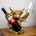 Gold Highland Cow Wine Bottle & Glass Holder