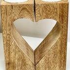 Wood Block Love Heart Tea Light Holder