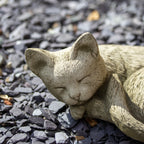 Small Stone Sleeping Cat Garden Ornament