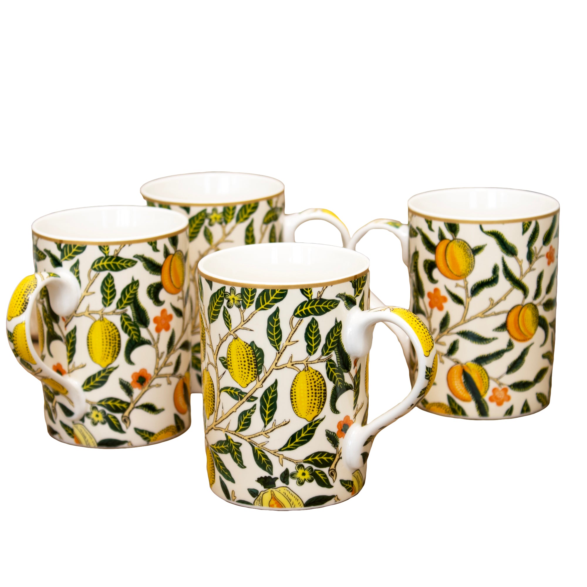 Set Of 4 William Morris Fruits Mugs