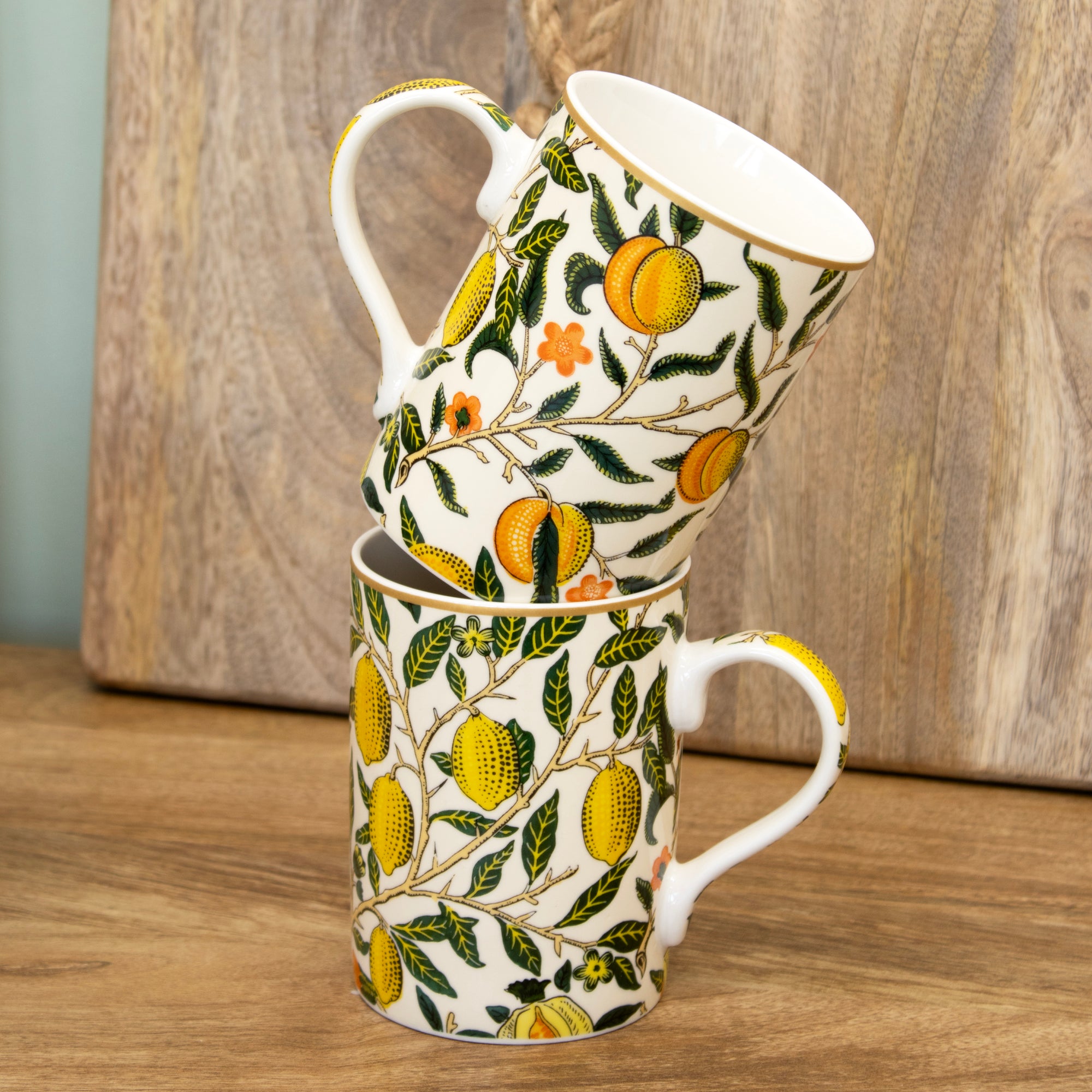 Set Of 4 William Morris Fruits Mugs