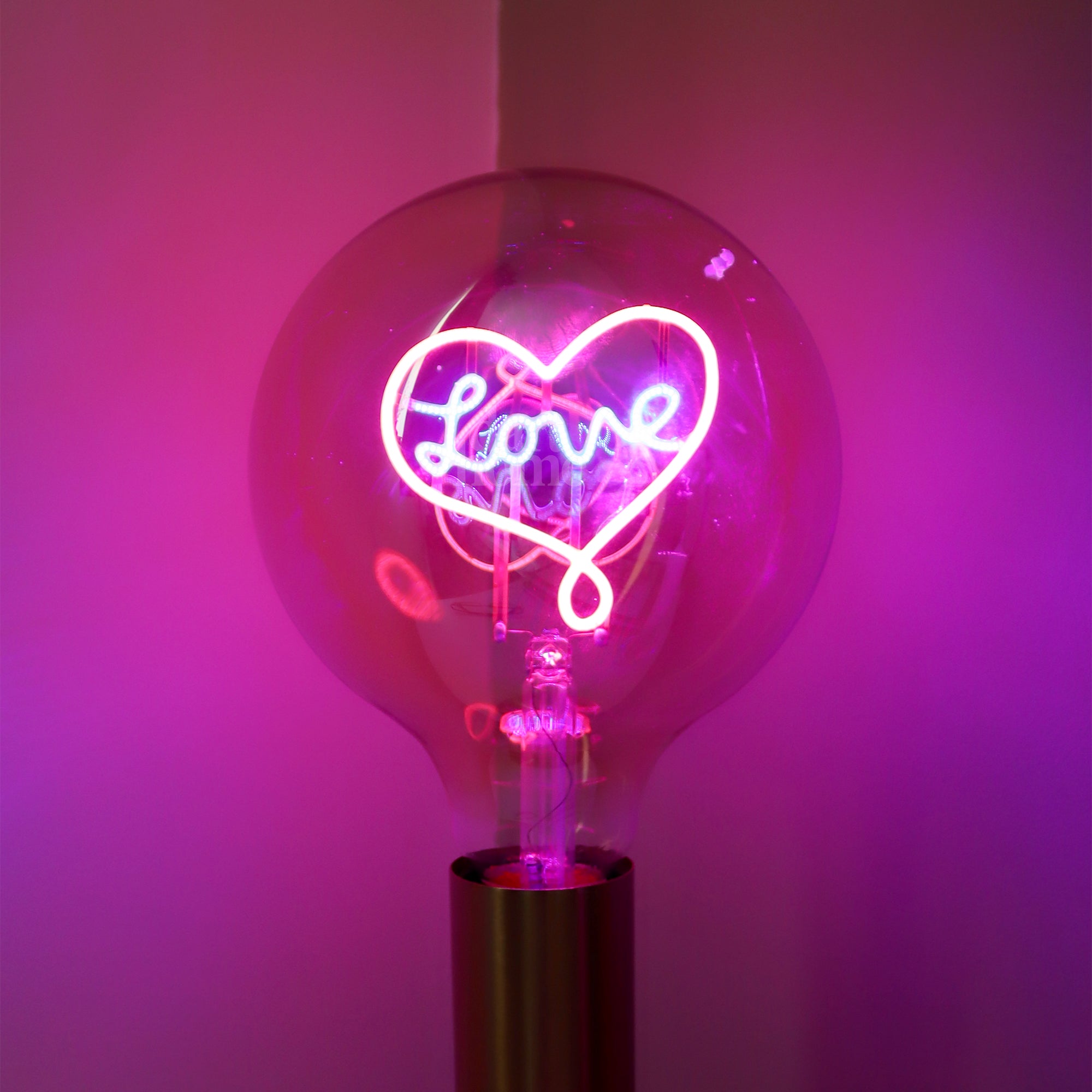 Pink Love Heart LED Neon Bulb Desk Lamp