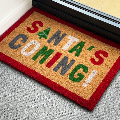 Santa's Coming Door Mat