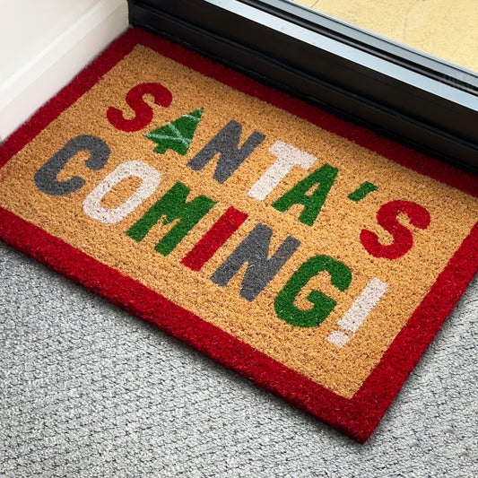 Santa's Coming Door Mat