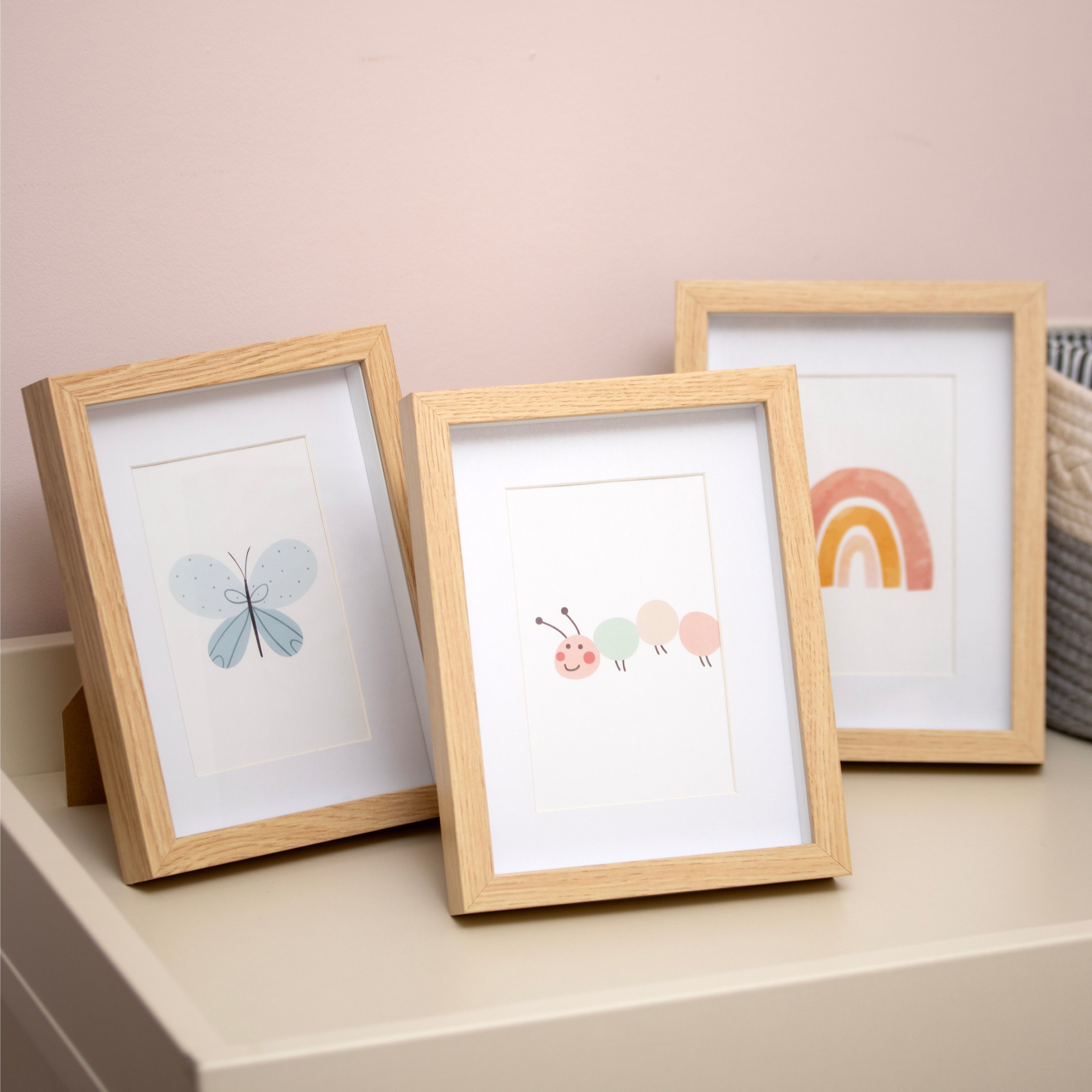 Set Of 3 Wooden Nursery Photo Frames