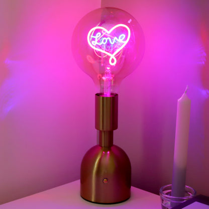 Pink Love Heart LED Neon Bulb Desk Lamp