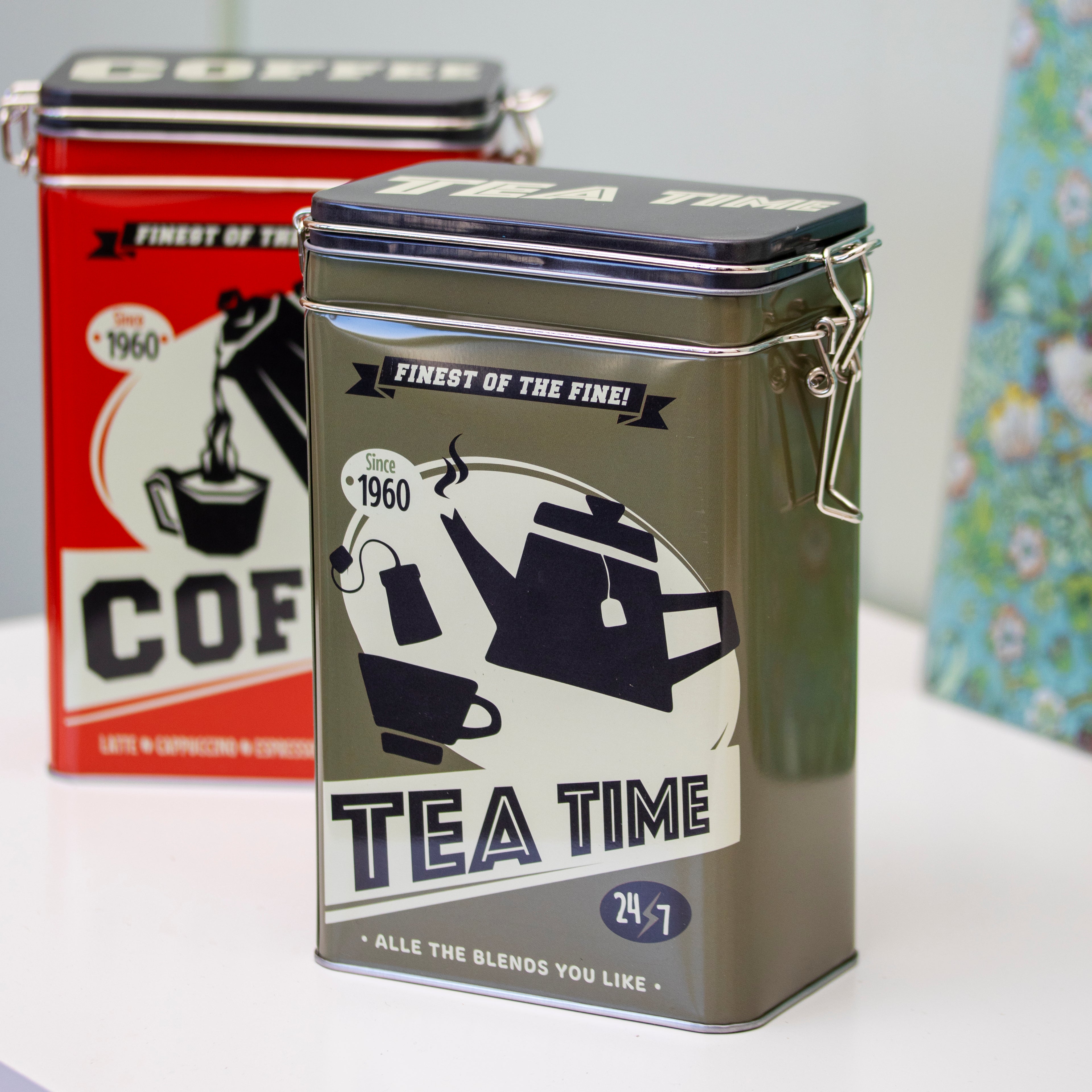 Set Of 2 Retro Cafe Tea Coffee Storage Tins