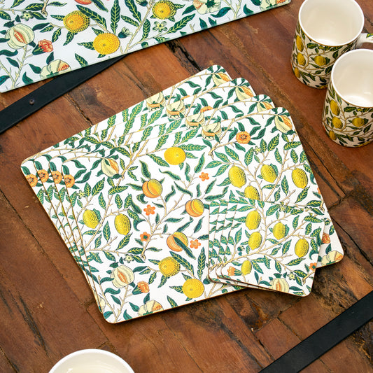 Set Of 4 William Morris Fruits Placemats & Coasters