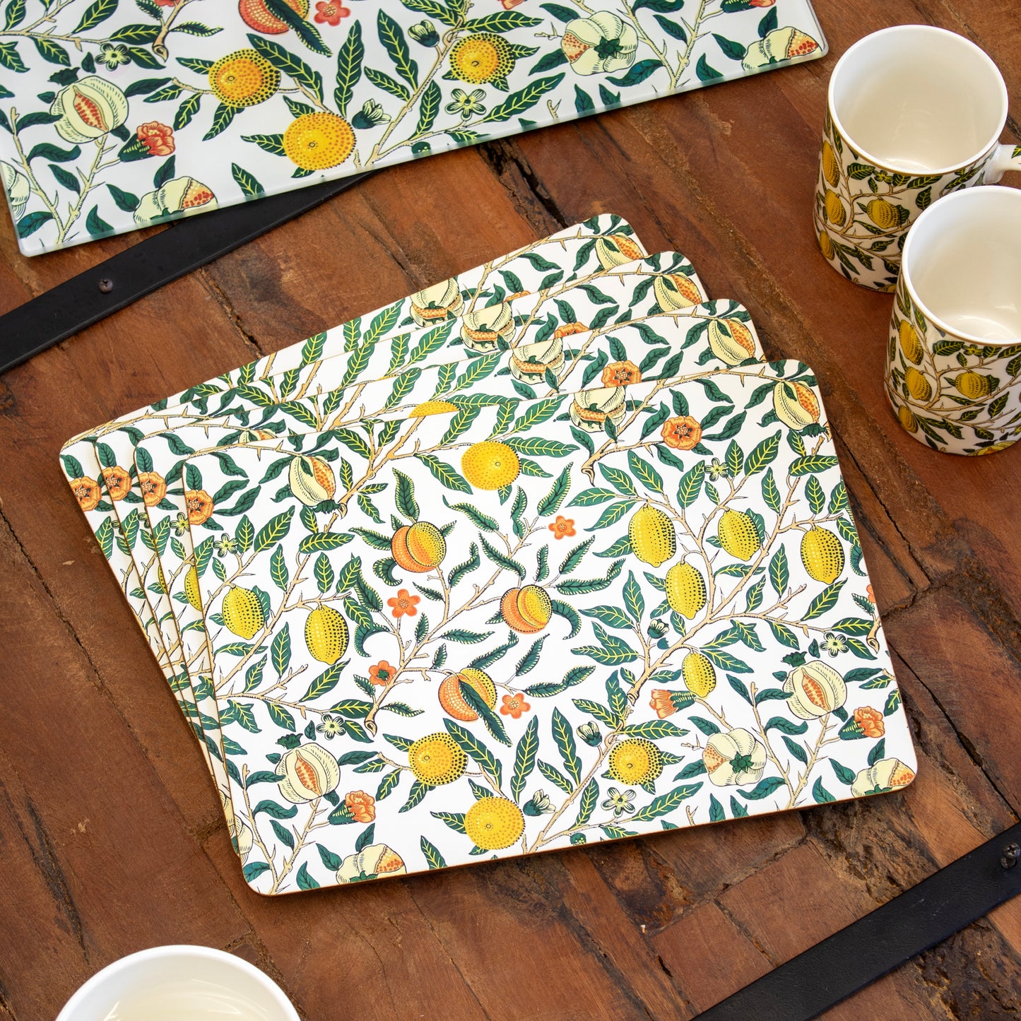 Set Of 4 William Morris Fruits Placemats & Coasters