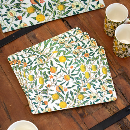 Set Of 4 William Morris Fruits Placemats & Coasters