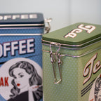 Set Of 2 Retro Pin Up Tea Coffee Storage Tins